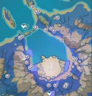 Amakumo Fruit in Amakumo Beach (Image via Genshin Impact Interactive Map)